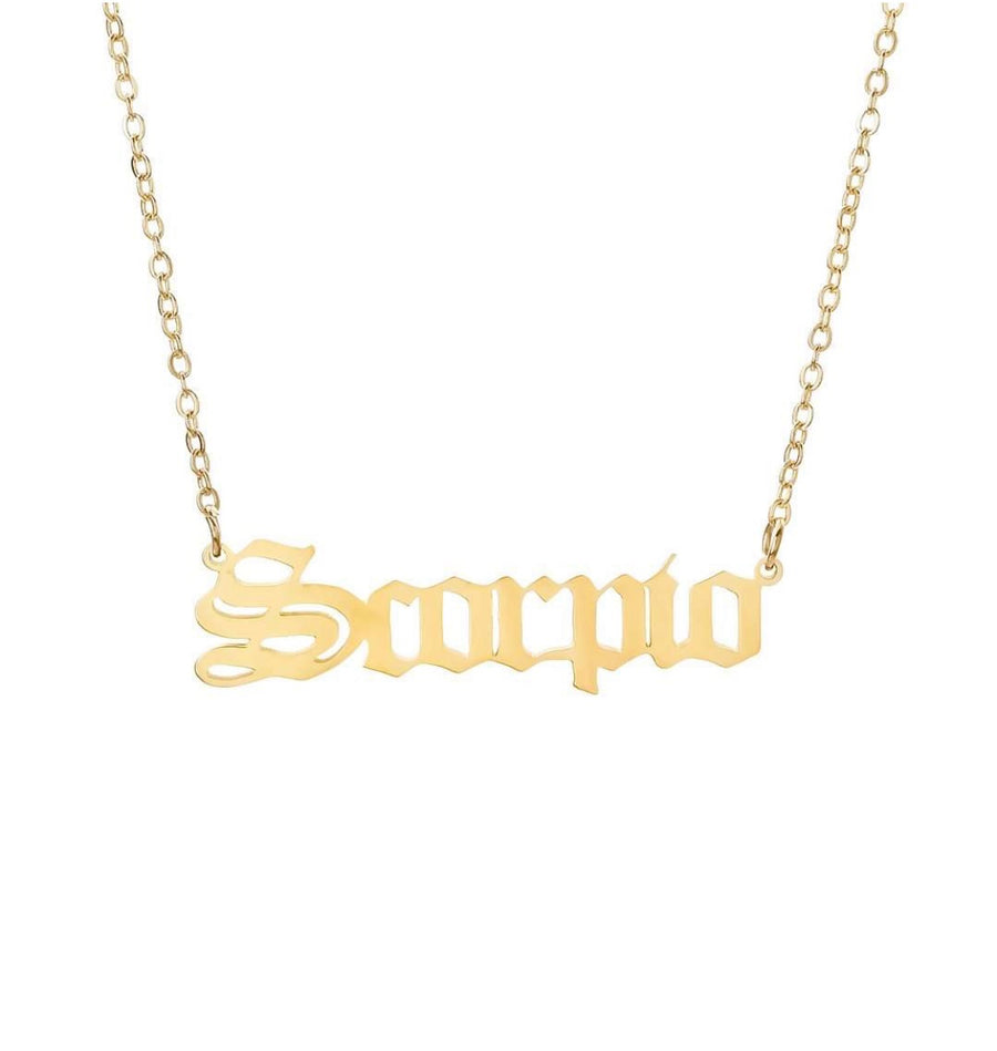 Zodiac Nameplate Necklace